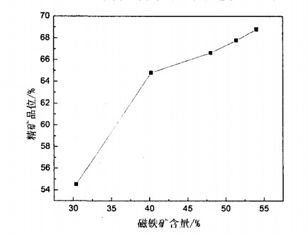 磁鐵礦含量與精礦品位關(guān)系圖